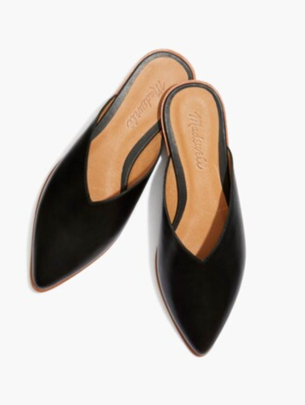 Madewell The Emilia Black Pointed Leather Mule Slides Size 11